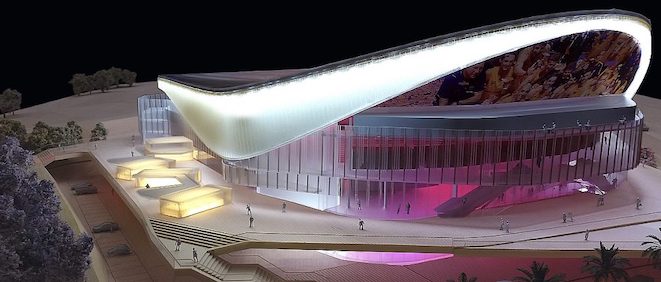 Architectural model making example showing the scale model of the Barcelona Sports Arena
